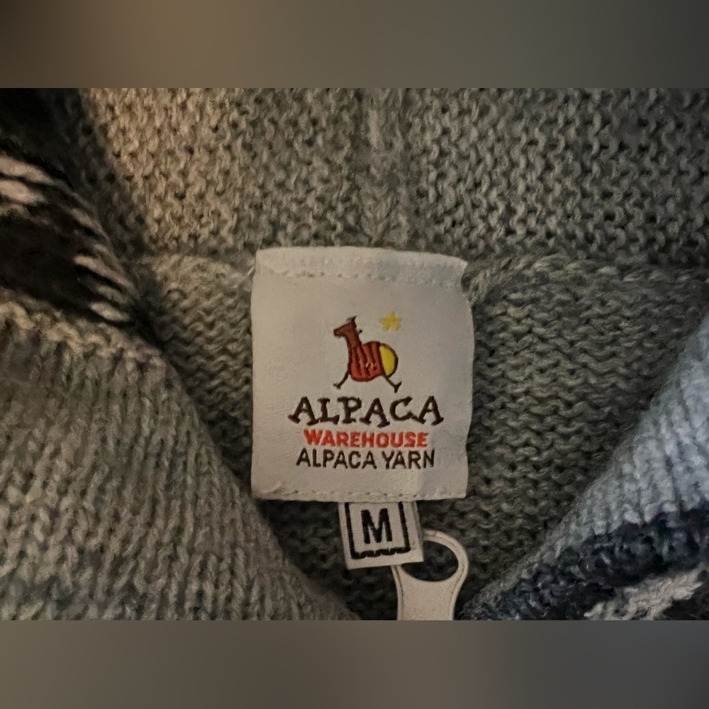 ALPACA Wool Medium Grey Black Hooded Sweater - Picture 7 of 8